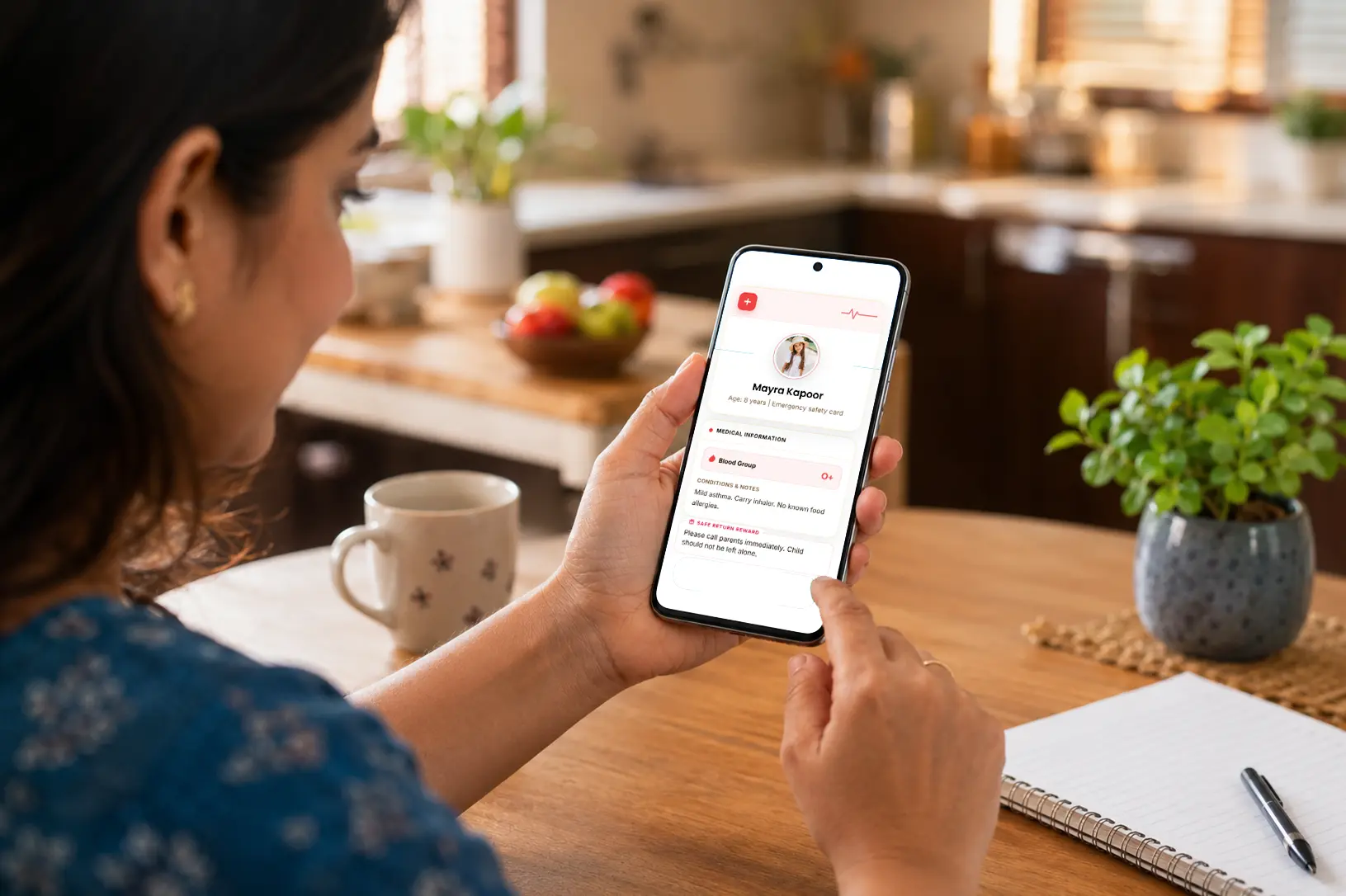 Setting up a ProfileTap family safety profile on a phone.