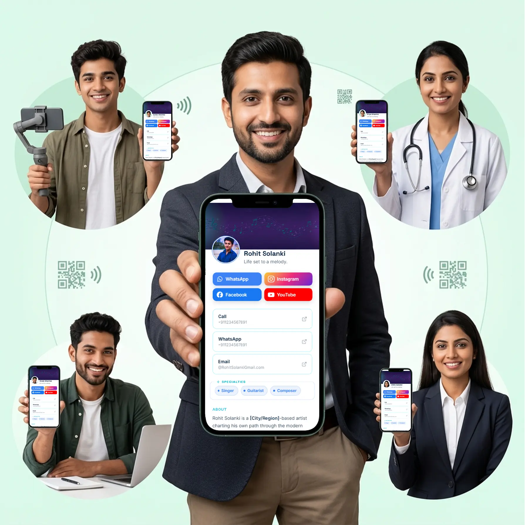 ProfileTap professional digital identity shown on a phone