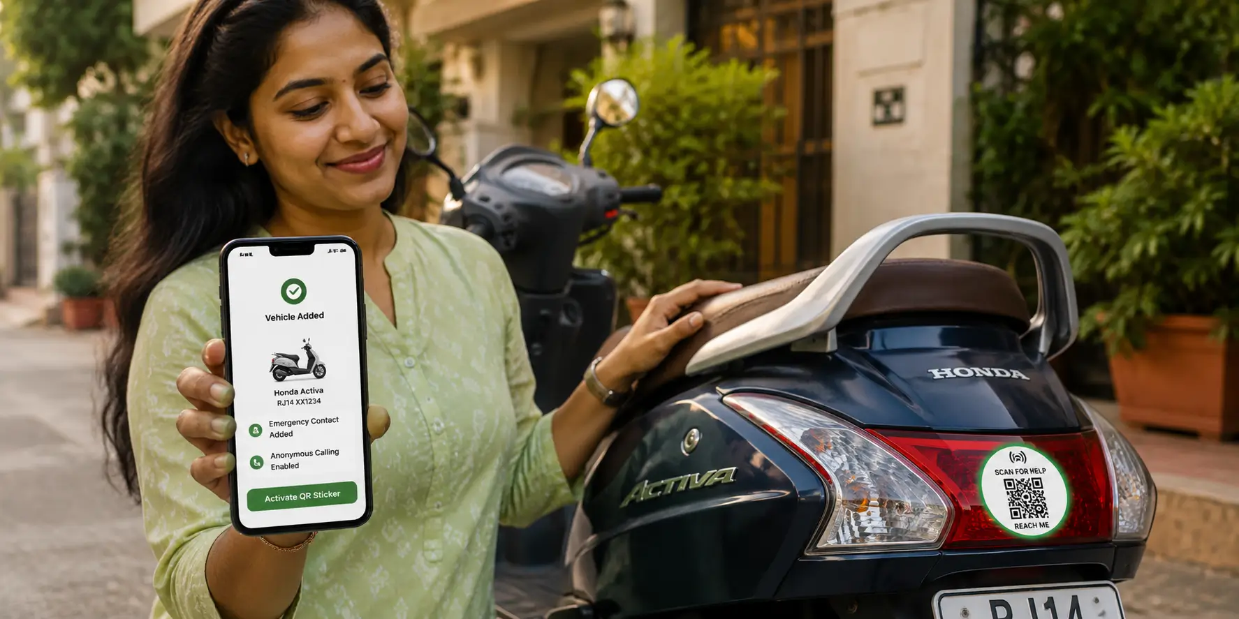 Setting up a free vehicle safety profile online for a smart car QR sticker
