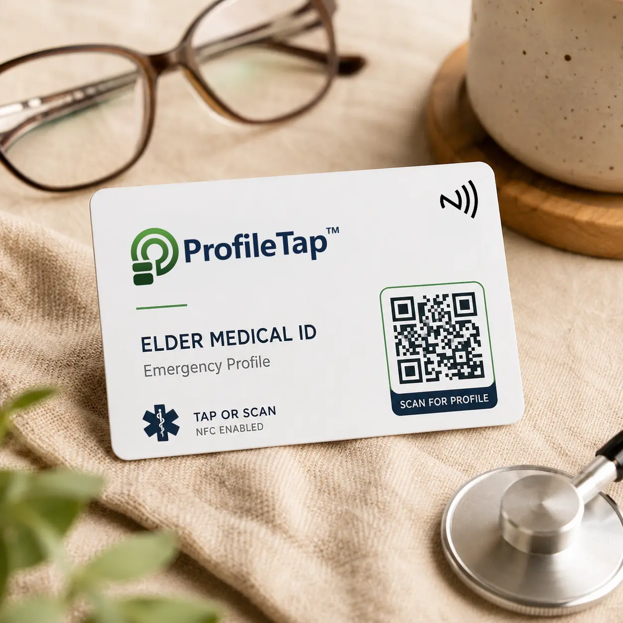 Elder Safety Medical ID QR+NFC Card