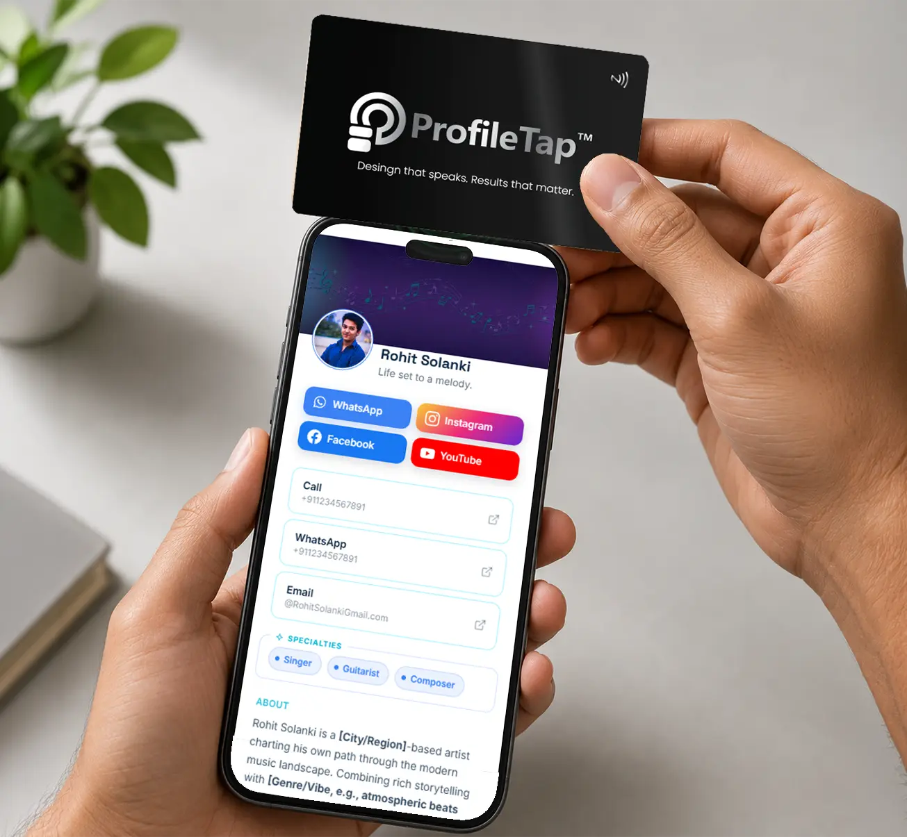 Premium stainless-steel ProfileTap metal NFC business card