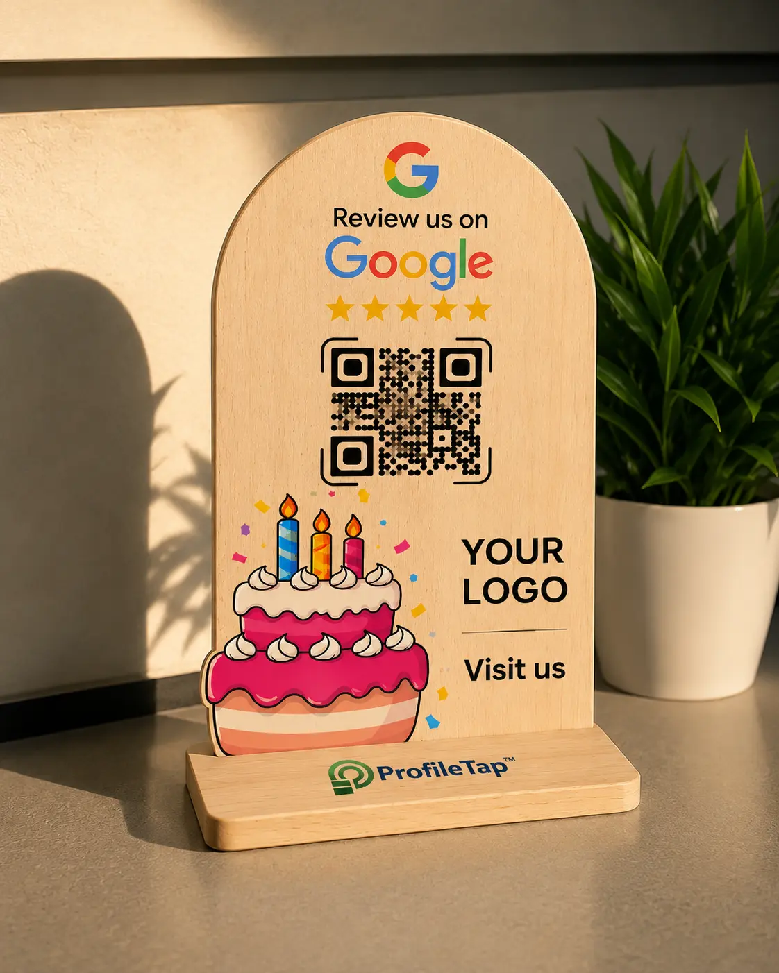 Wooden NFC Google Review Standee