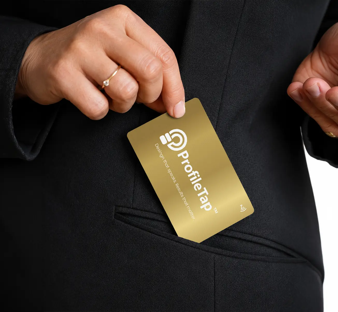 A lawyer sharing a ProfileTap digital visiting card with a client outside a courtroom