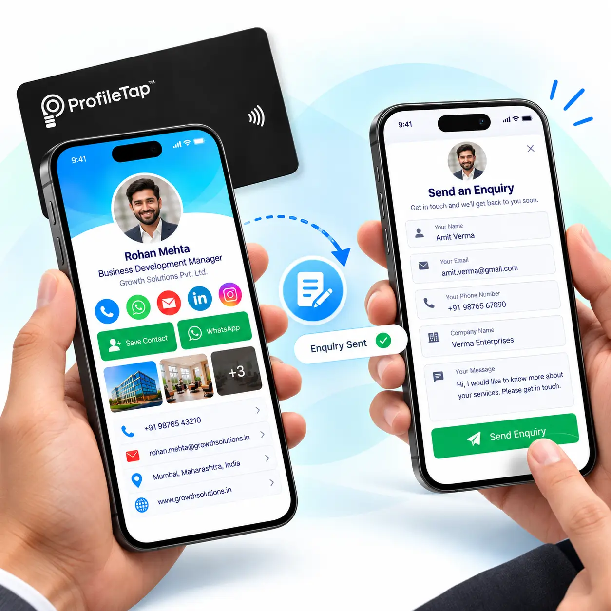 An enquiry form on a team member's ProfileTap profile