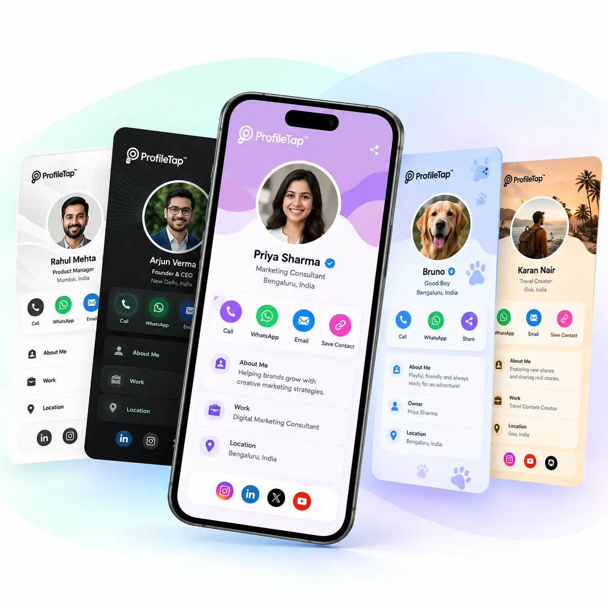ProfileTap profile themes side by side