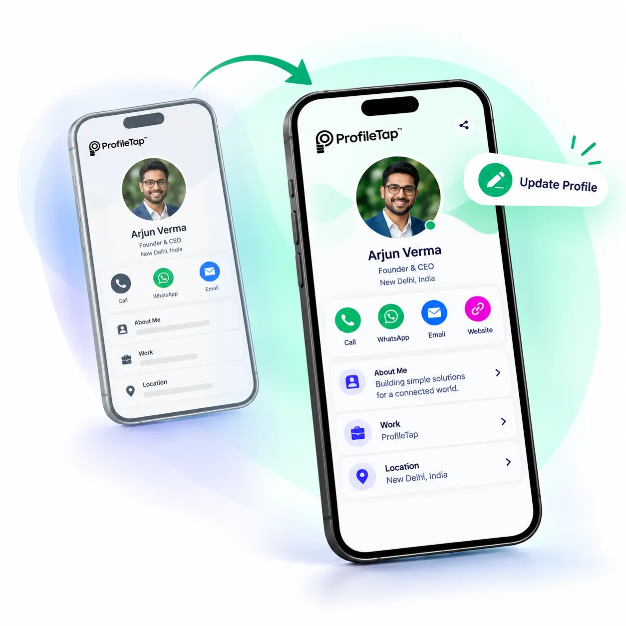 A team member updating their ProfileTap profile