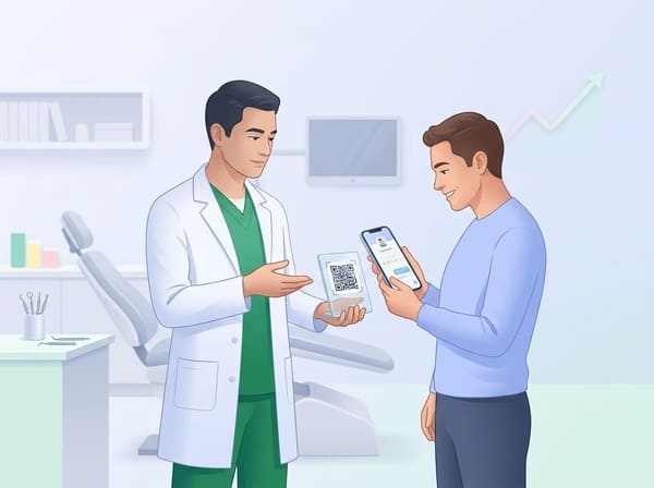 Doctor collecting patient reviews via QR