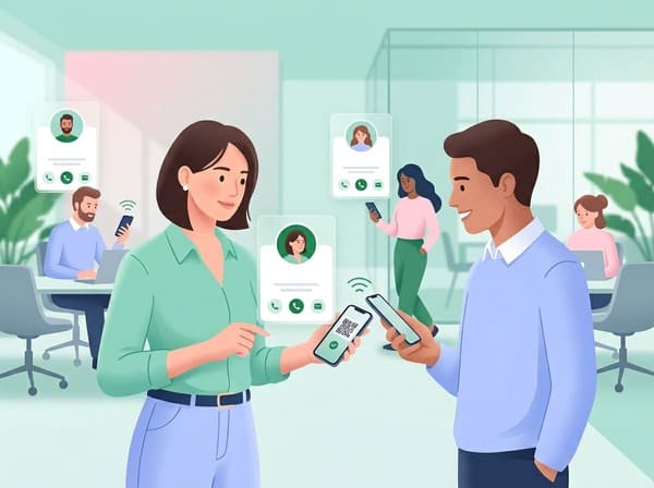 Small business team with digital profiles