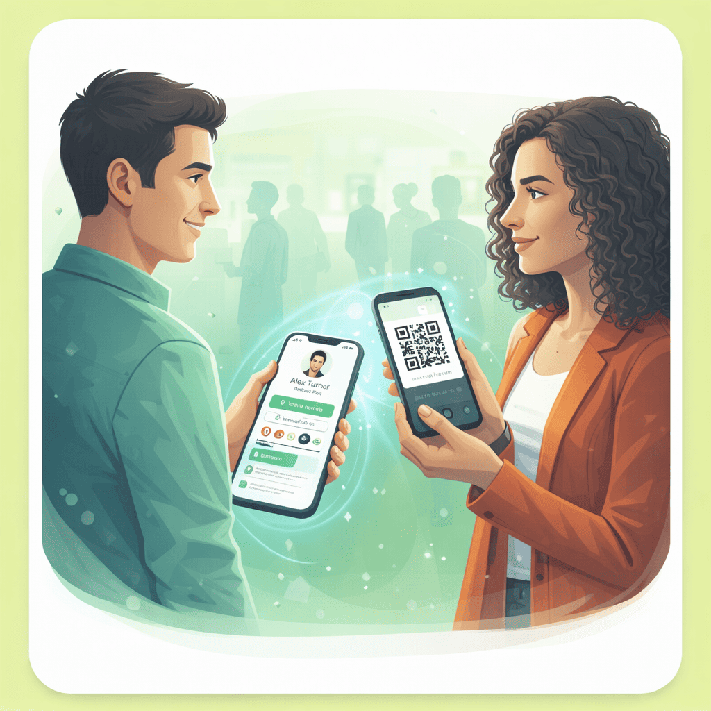 Founder using NFC at investor meetup