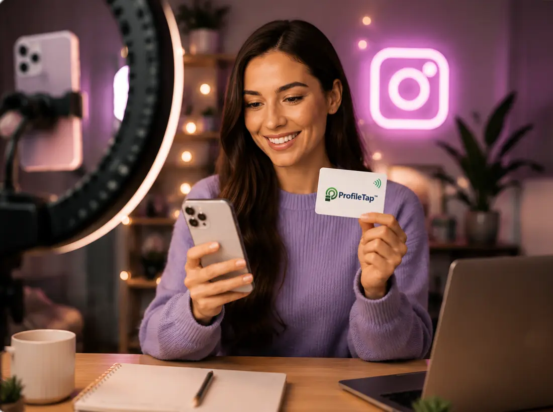 instagram creator using profiletap's nfc digital card