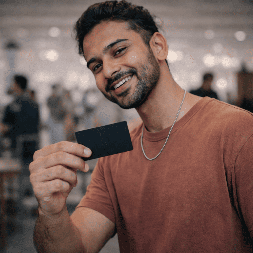Real estate agent sharing digital card