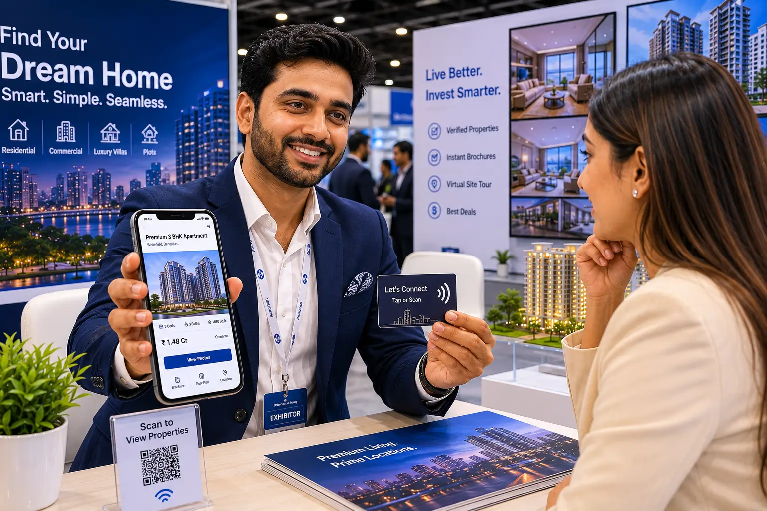 Real estate agent sharing digital card