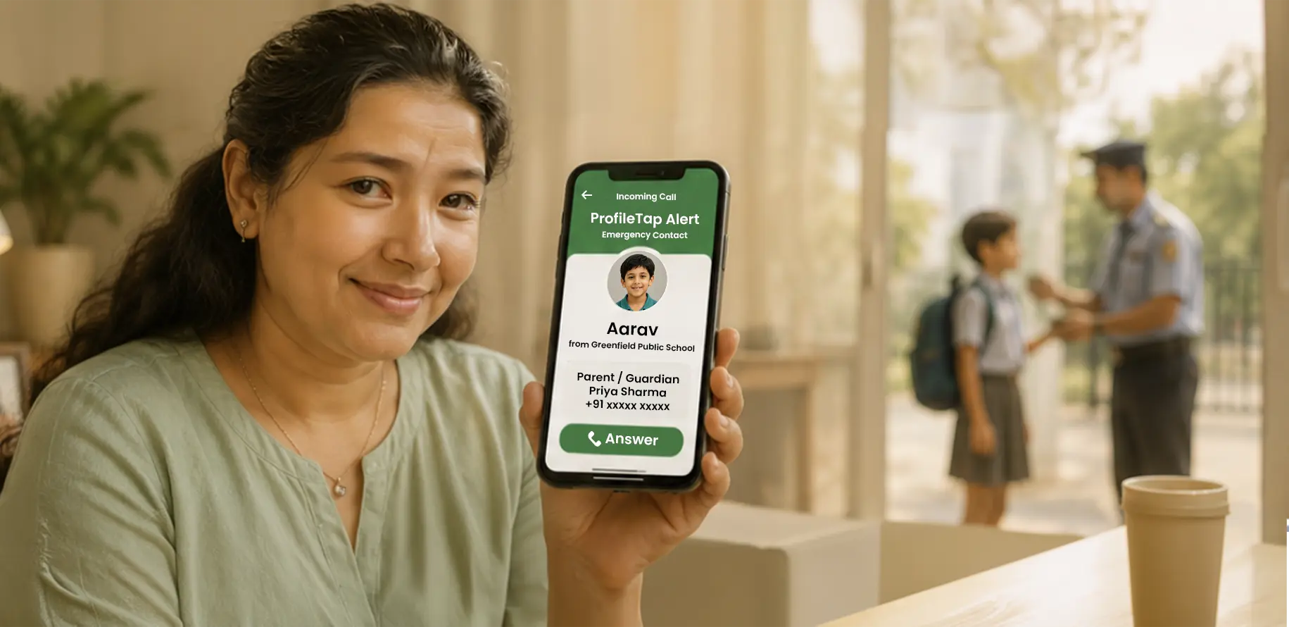 Child with safety QR tag