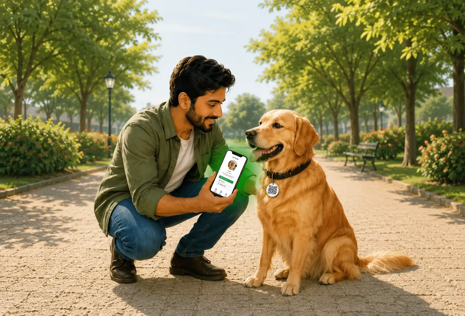 Dog with QR tag