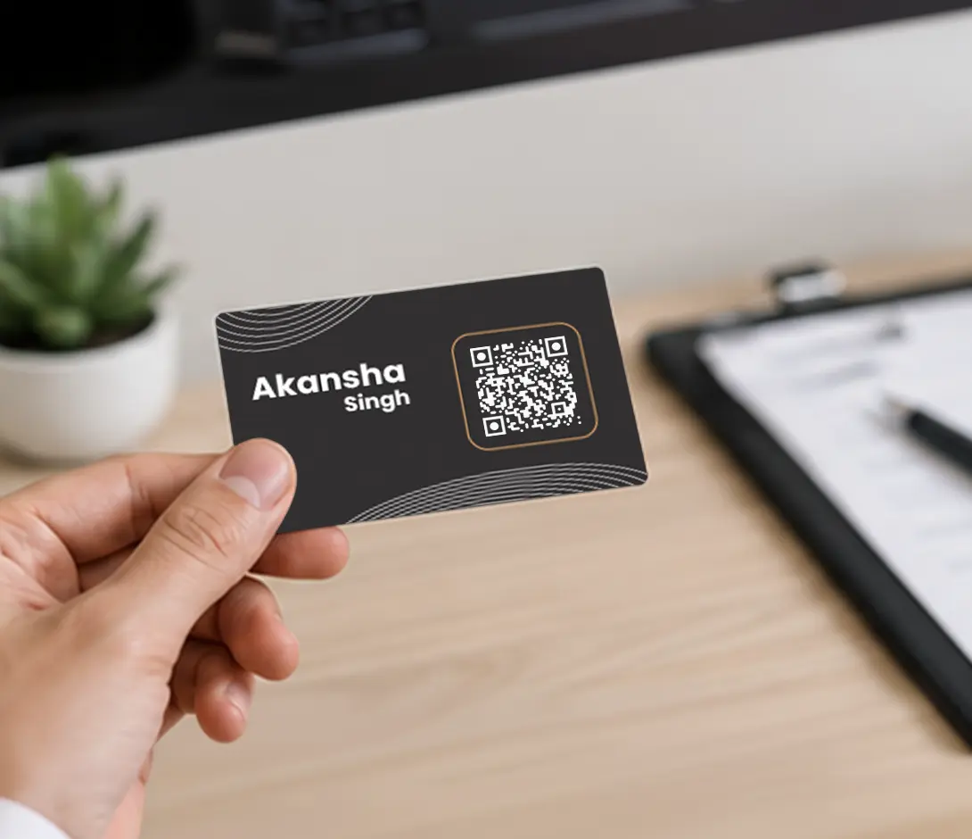QR code on printed visiting card