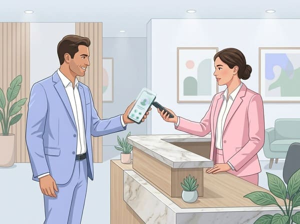 Business traveller scanning QR