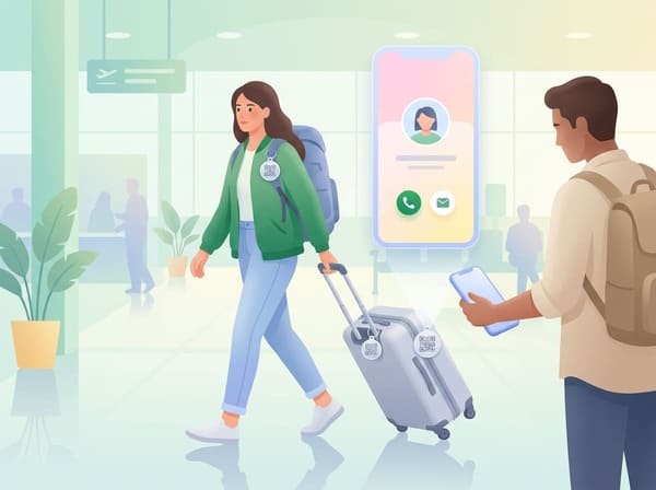 Solo traveller with QR luggage tag